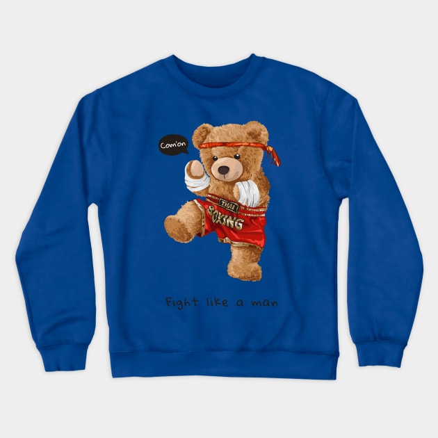 Funny bear boxing cartoon Crewneck Sweatshirt by Mako Design 